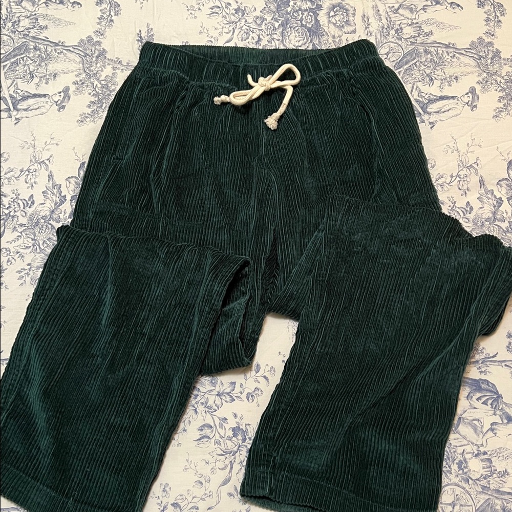 Aerie Dark Green Corduroy Straight Leg Pants